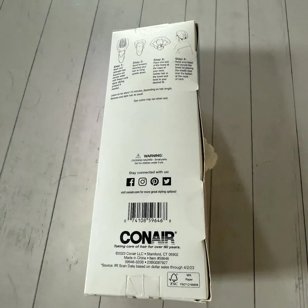 Conair Twist & Dry Ultra-Absorbent Microfiber Hair Towel with Bow White